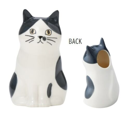 フラワーベース｜ ペンスタンド｜ハチワレ　猫 ねこ ネコ 猫雑貨 ねこモチーフ 猫グッズ ネコ柄 花瓶 花器 花びん フラワーベース 置物 オブジェ フラワーアレンジ ペン立て ペンスタンド 陶器 かわいい おしゃれ レディース プレゼント 贈り物 ギフト