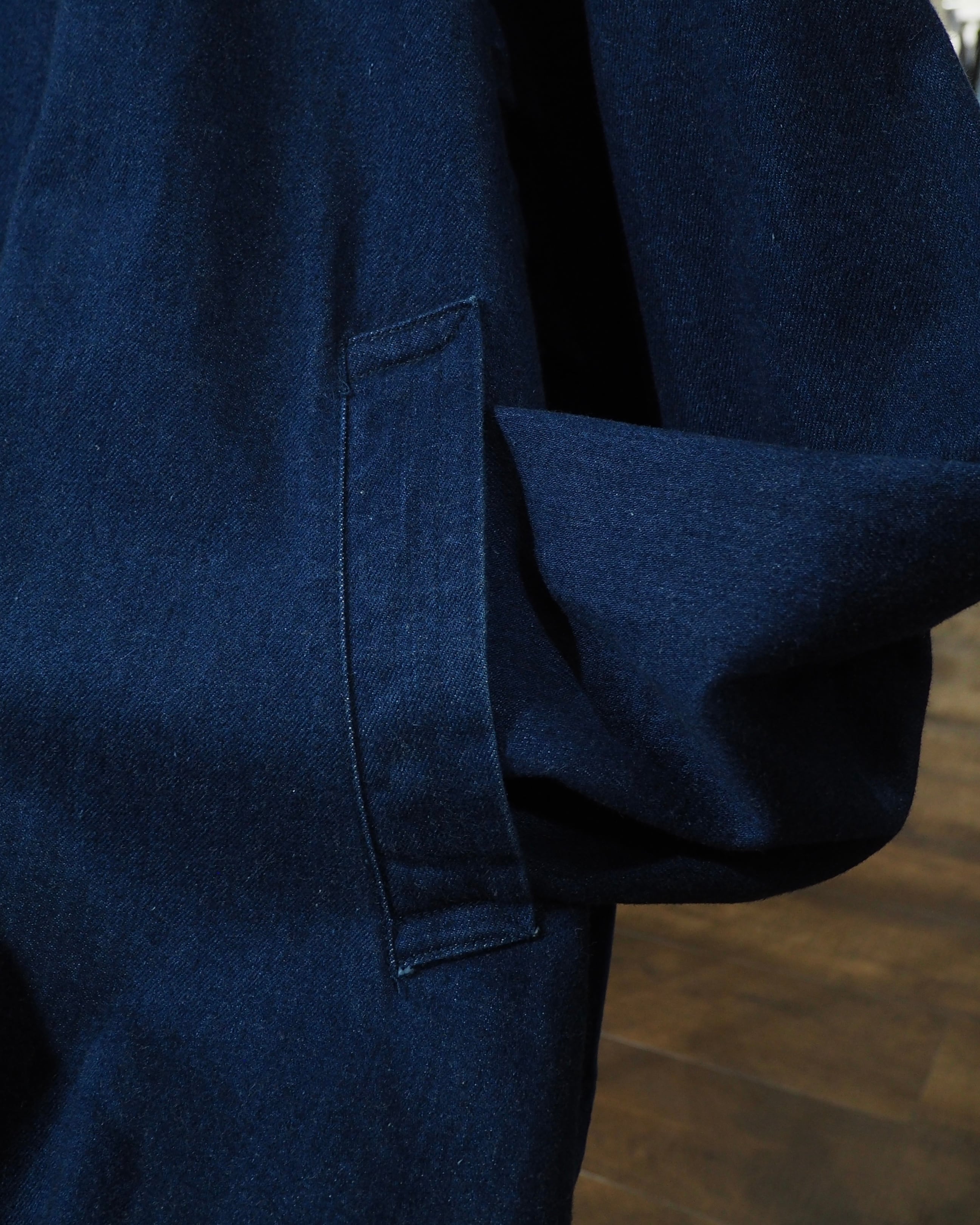 1980 - 90s ” 群青 ” Beautiful Indigo Blue Color Vintage Long Denim Coat