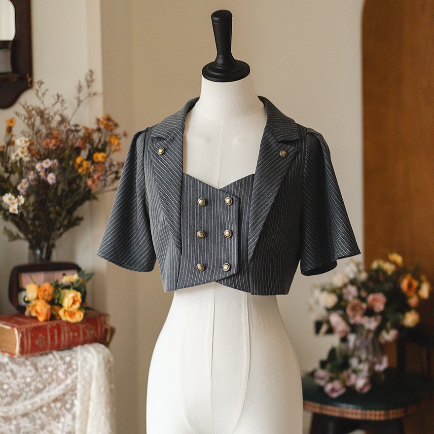 クラロリ ジャケット ピンストライプ柄 エレガント 控えめ アラサーファッション Forestシリーズ