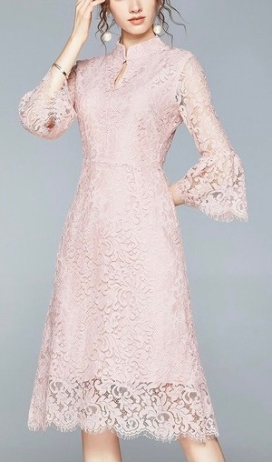 Elegant  Lace Dress  Pink 〖No.M05〗