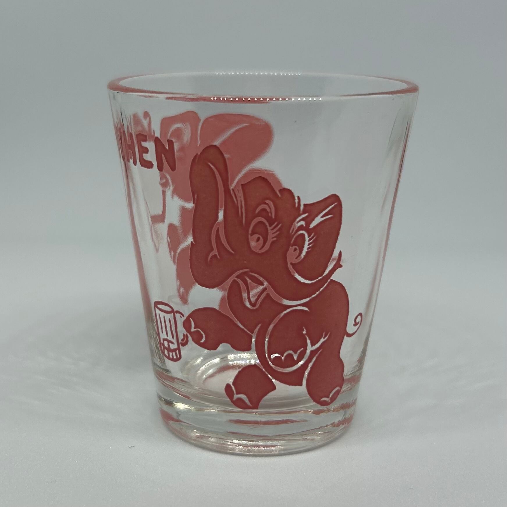 ヘーゼルアトラス　ブラウン・ピンク ガラスジャー2個セット　ヴィンテージ Vintage Hazel Atlas Pink Elephant Shot Glass/ショットグラス