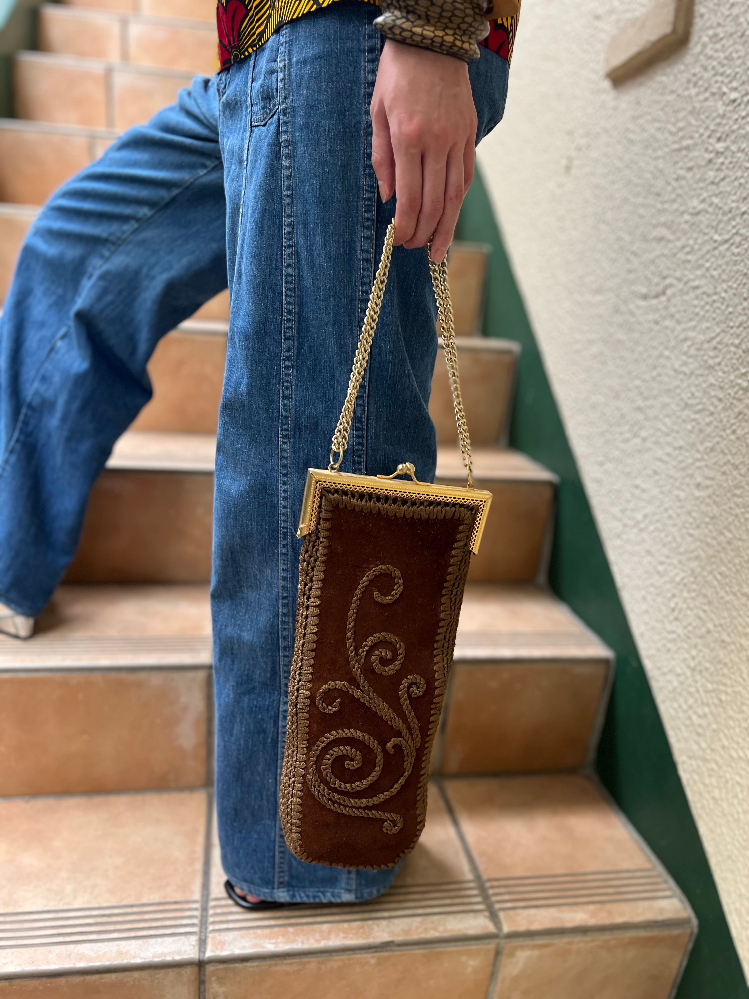 70s Italy suede leather bag ( ヴィンテージ イタリア 70s Italy suede leather bag ( ヴィンテージ イタリア