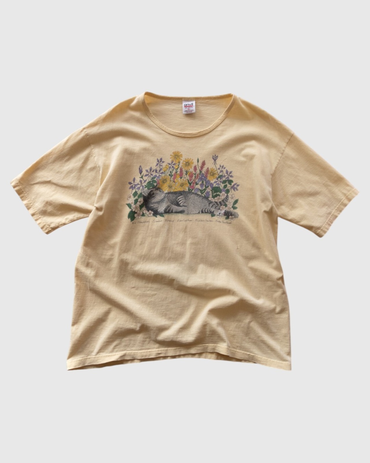 【古着】お花畑昼寝ねこT - 6