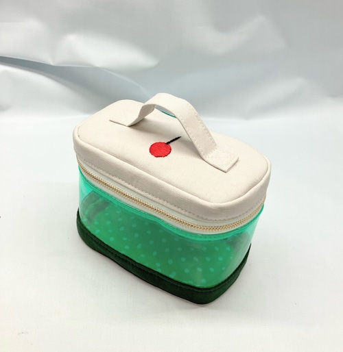 バニティポーチ　メロンソーダ　クリームソーダ　ビニールポーチ｜とりさん工房ーかわいいハンドメイドポーチ