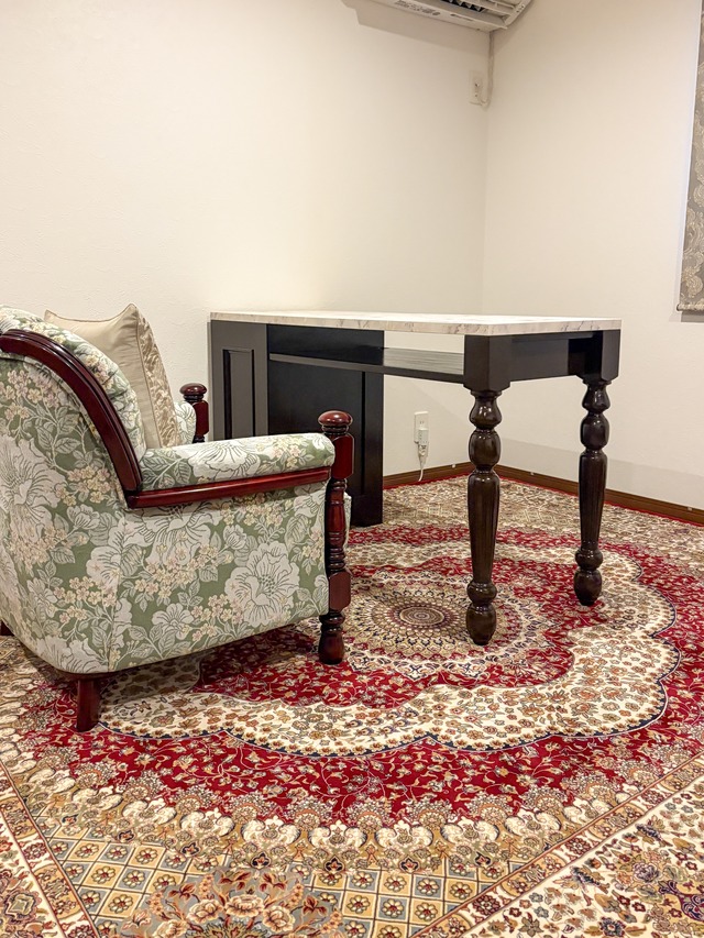 引出し付きネイルテーブル大理石1200 (ネイルデスク・オーダーメイド家具) W1200×H700 かわいいドレッサー