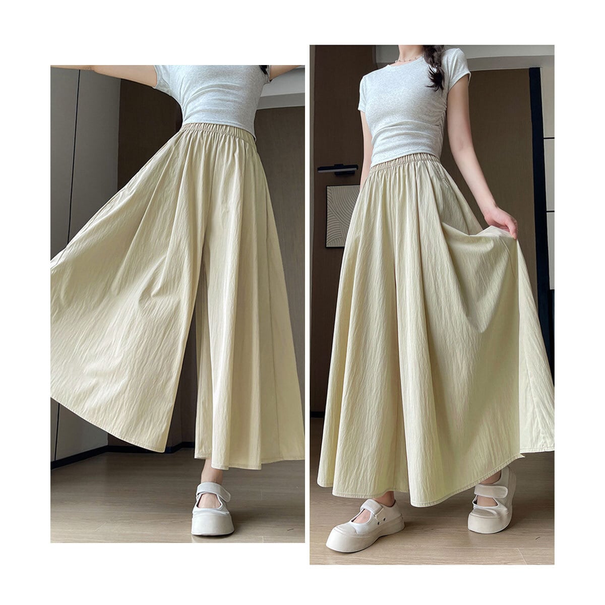 ワイドパンツ レディース 接触冷感 ガウチョ 韓国 おしゃれ 大人 かわいい きれいめ カジュアル ゆったり リラックス 涼しい 薄手 春夏秋 ハイウエスト フレアパンツ 大人可愛い 大人女子