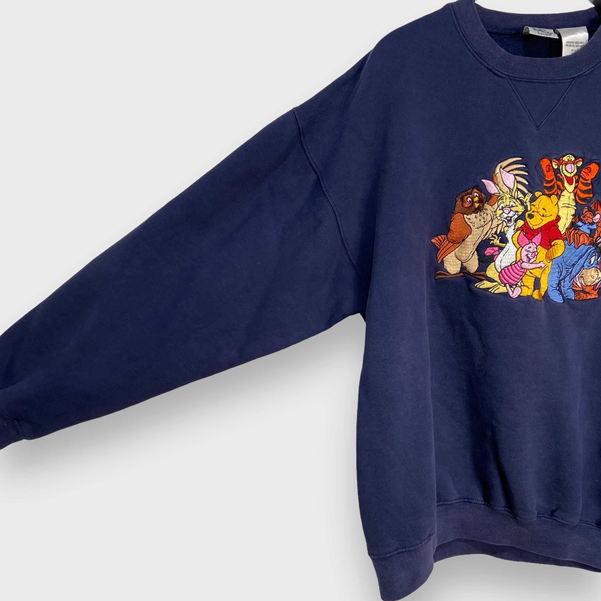 90s Disney くまのプーさん キャラクター刺繍スウェット 前V 90s Disney くまのプーさん キャラクター刺繍スウェット 前V
