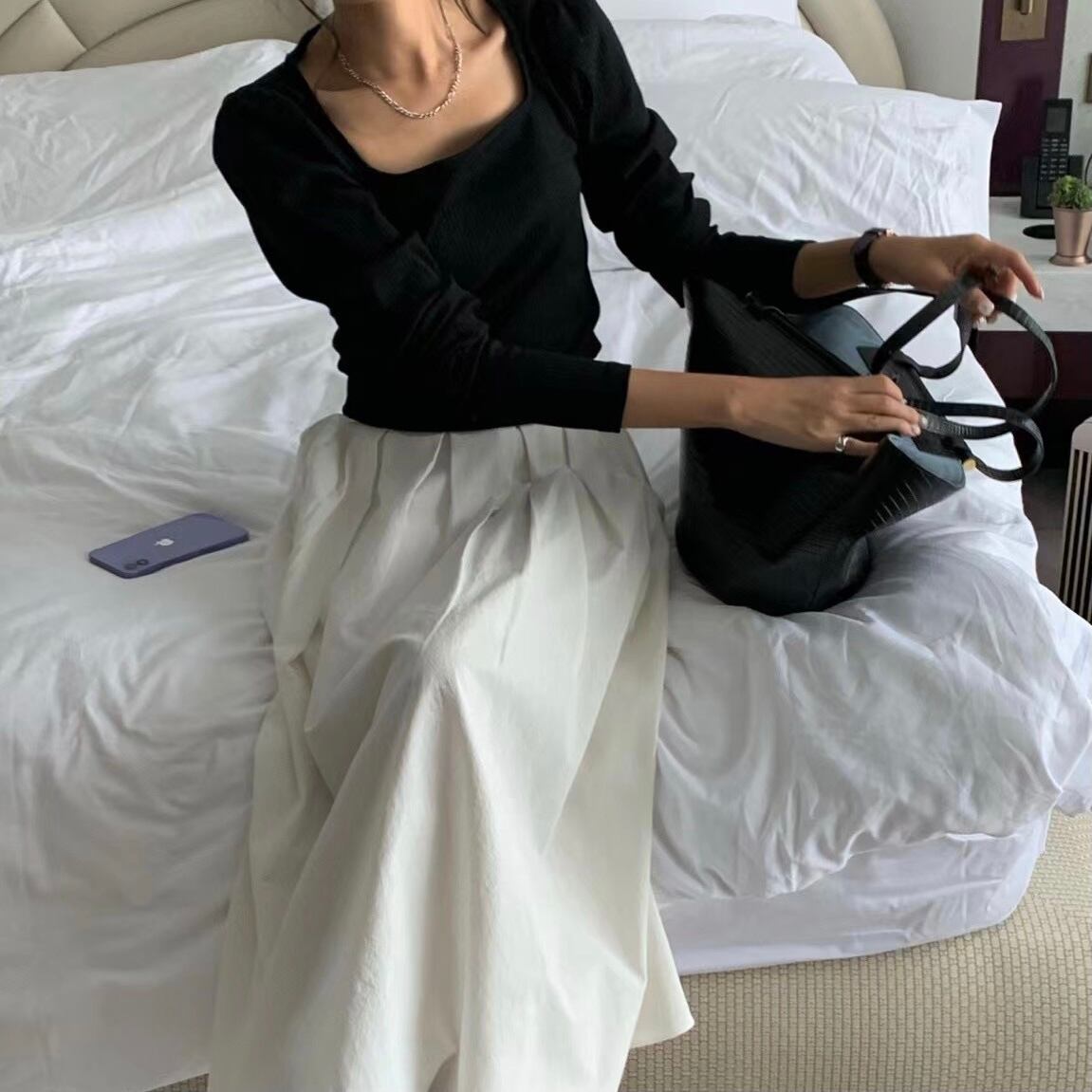 Basic puff tops / black(10月中旬頃発送予定)