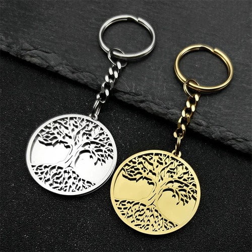 ペンダント 指輪 リング  ステンレス ゴールド シルバー チェーン ラウンド プラント メタル 木の葉 リーフ 植物 鍵 レディース メンズ