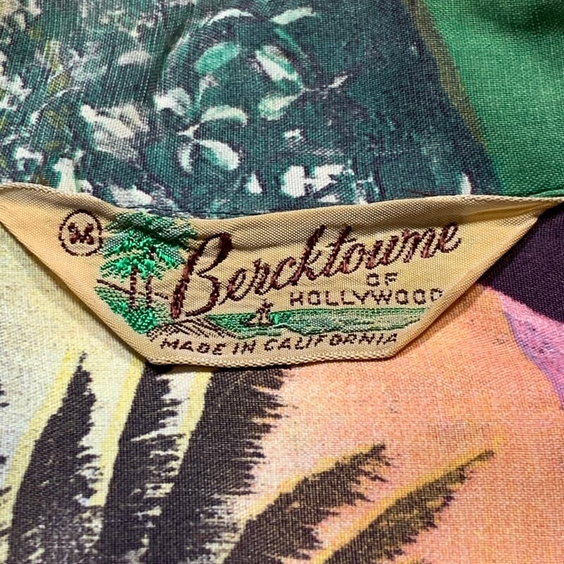40's 50's Bercktowne OF CALIFORNIA アロハシャツ MAIDEN ピクチャー