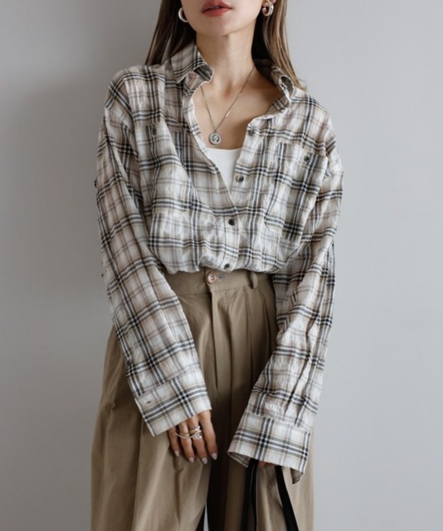 エアリーチェックリラックスシルエットシャツ