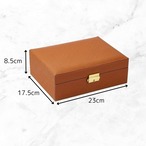 鍵付 ジュエリーボックス ２段 フェイクレザー ネックレス ピアス リング アクセサリーケース 小物収納