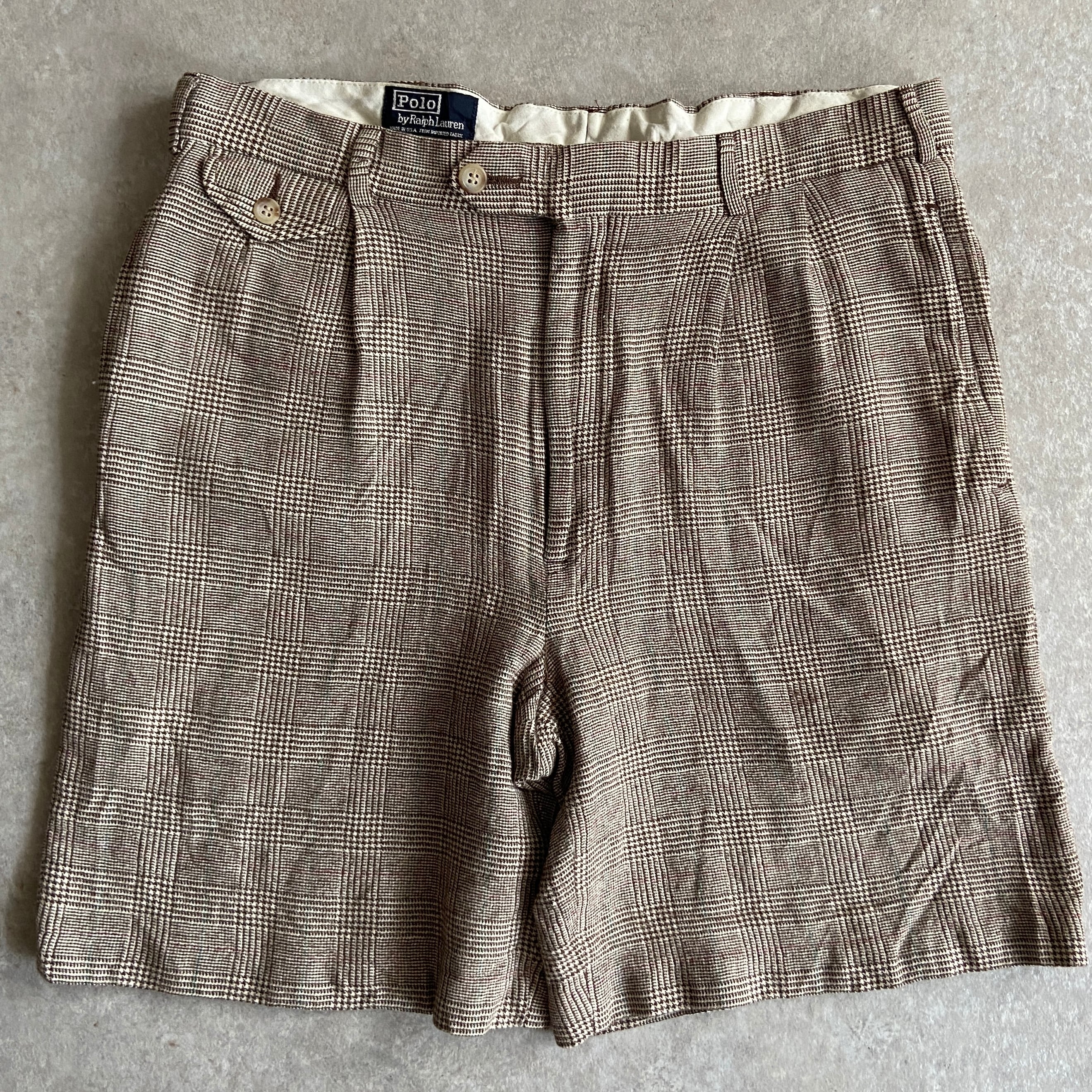 1990s Polo Ralph Lauren Check Shorts W33 Made in USA H062