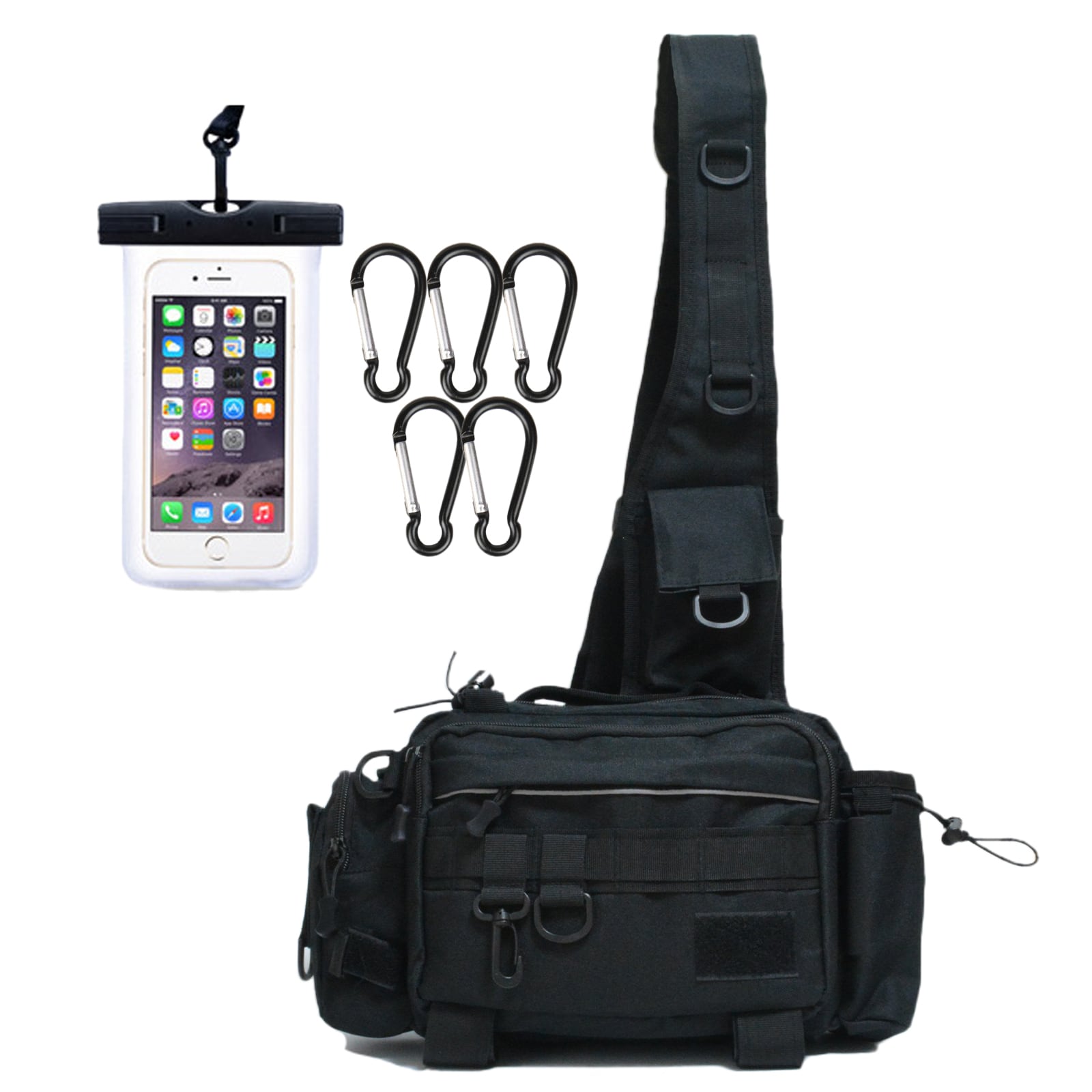 新品！釣り旅行に最適！防水、キャスター付で移動の疲れなし　大型フィッシングバッグ 釣りバッグ フィッシングバッグ ショルダー 大容量 カラビナ5個 防水