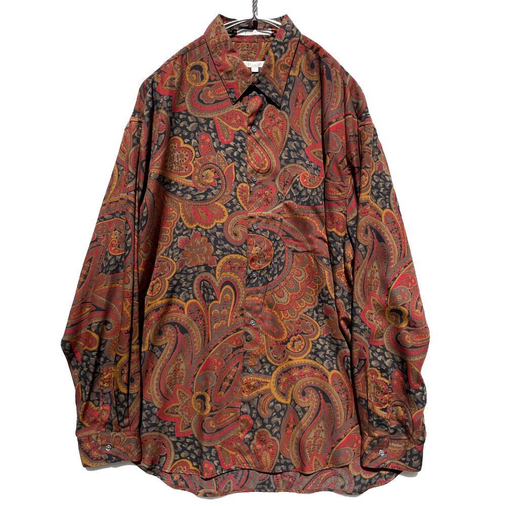 み*み様 【PERRY ERIS】90's OMBRE CHECK RAYON PERRY ELLIS] Vintage Paisley Pattern Rayon Shirt [1990s] Vintage