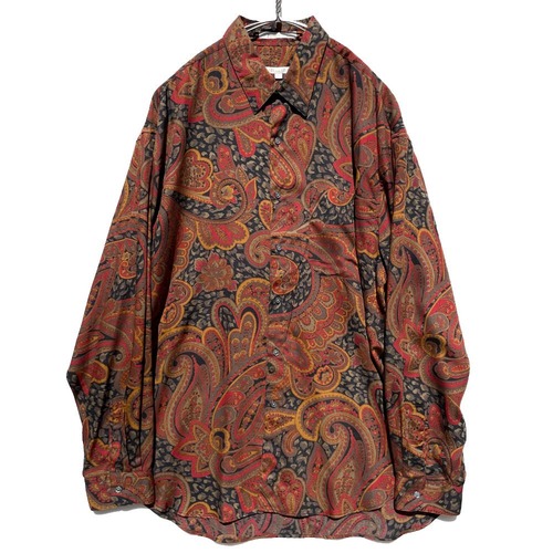 [PERRY ELLIS] Vintage Paisley Pattern Rayon Shirt [1990s] Vintage Rayon Shirt