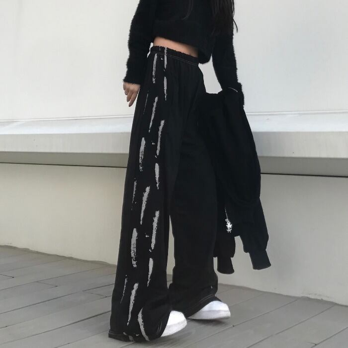 スタイルカジュアルパンツ ハイウェストダークプリント柄 ストリート かわいい ケッペル84252673466