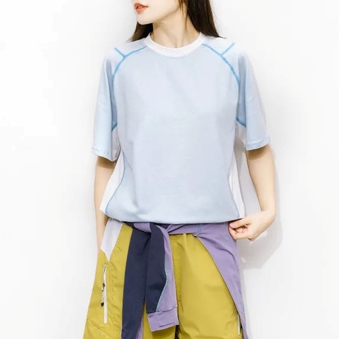 カラーブロックルーズフィットTシャツ C01387