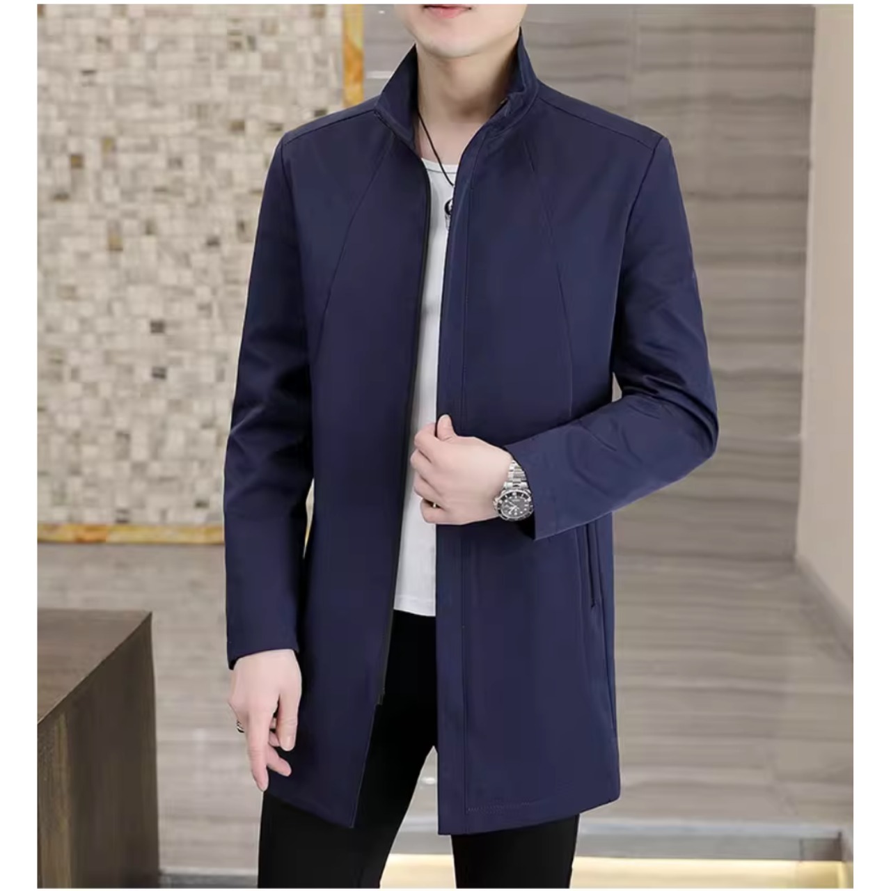 フロントジップアップ ロングコート af0134