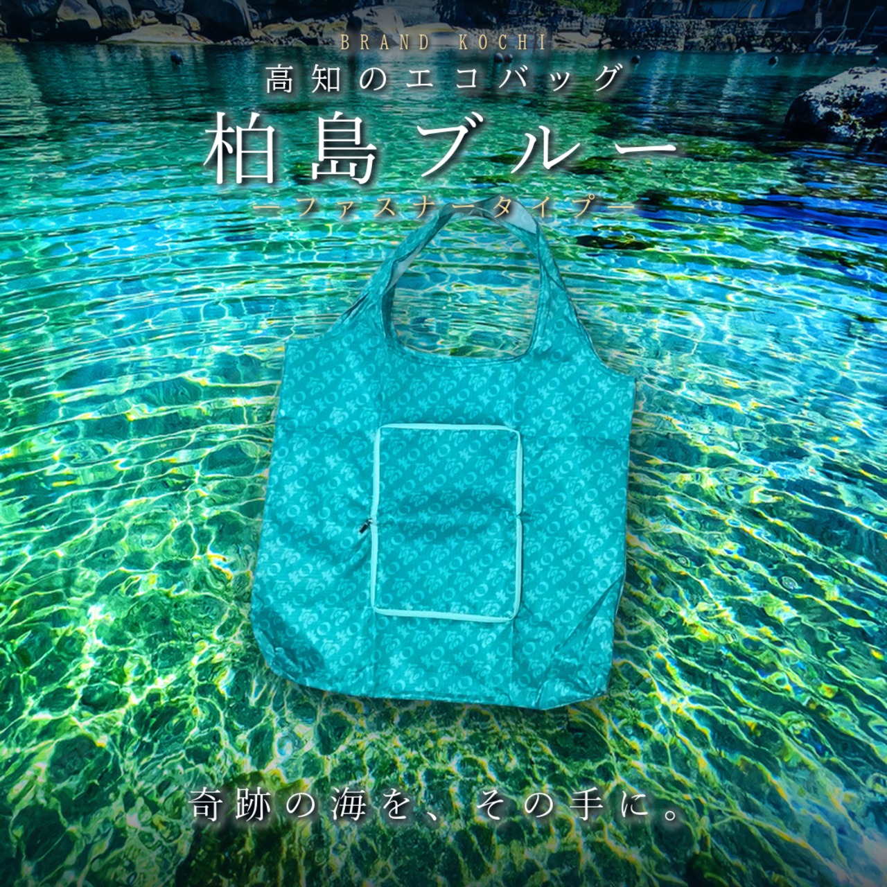 高知のエコバッグ 柏島ブルー ファスナータイプ