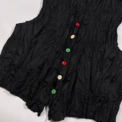 希少 レア ISSEY MIYAKE MEN イッセイミヤケ メン シワ加工 カラフルボタン ジレ ベスト サイズ M /ブラック/ビンテージ
