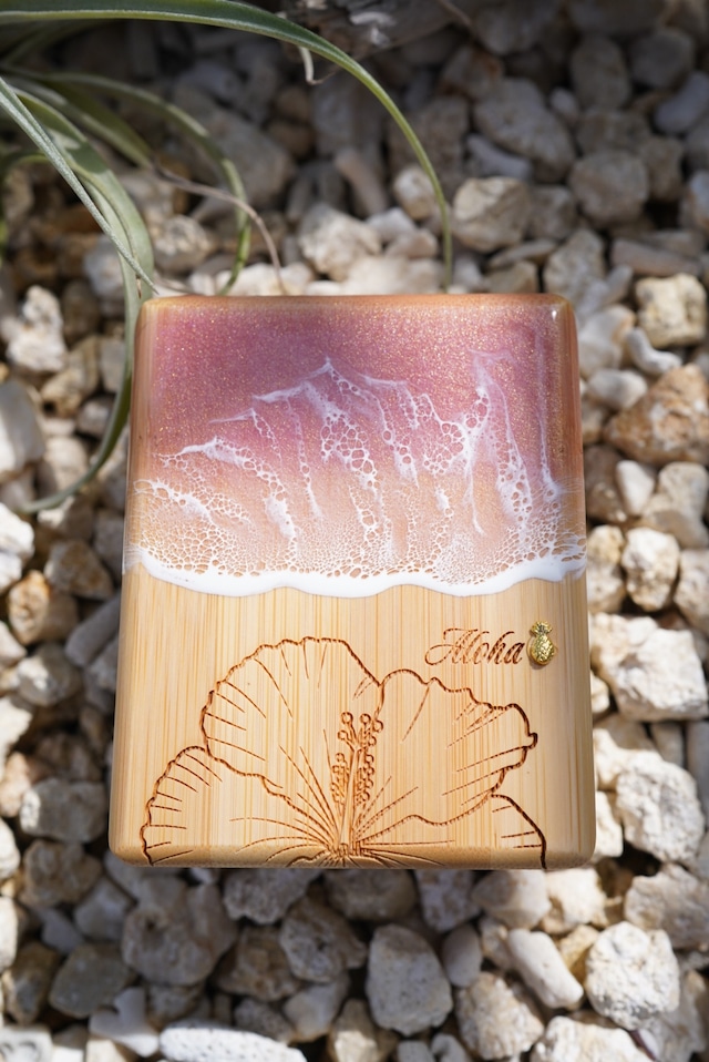 Bamboo × wave resin jewelry box(Haibiscus)