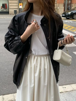 (予約) ounce / Lambskin high-neck jacket