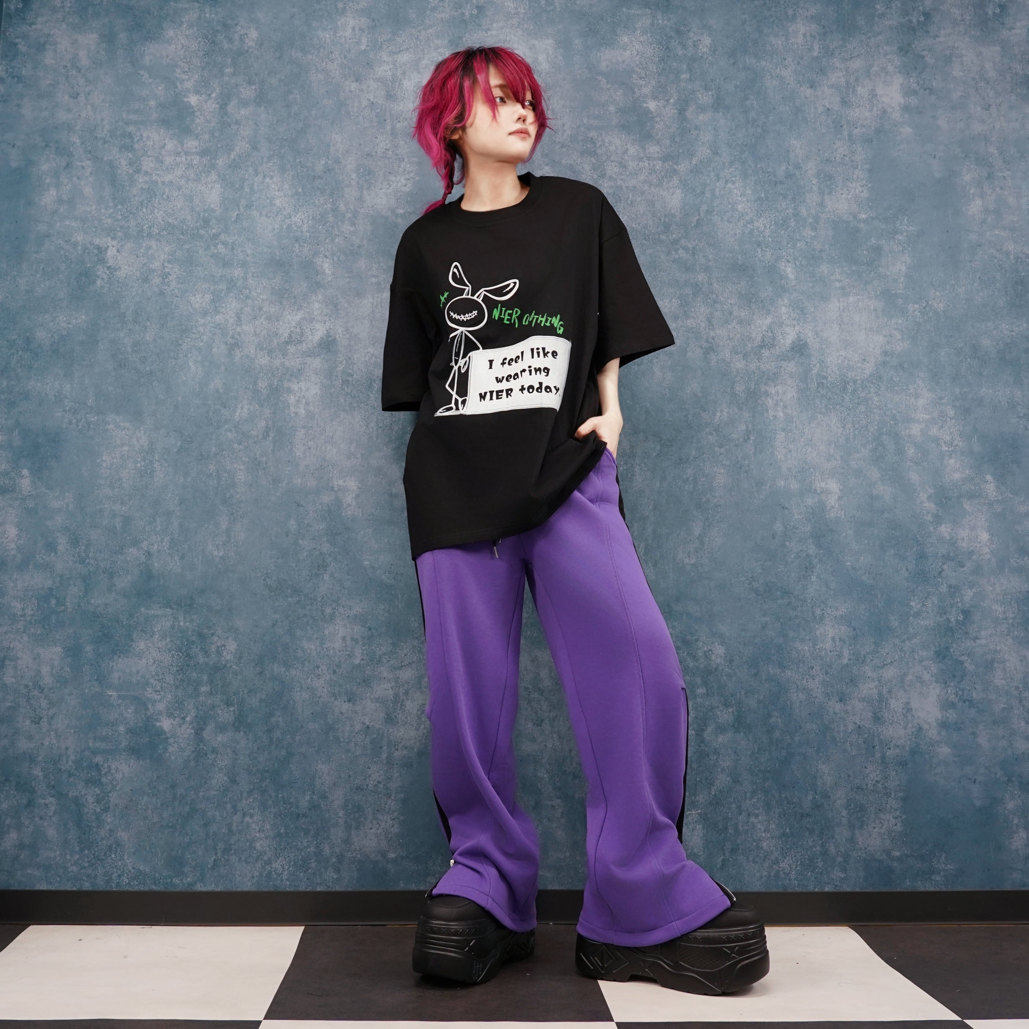 ZIP SLIT PURPLE WIDE PANTS【CHAIN HEART】 | NIER CLOTHING