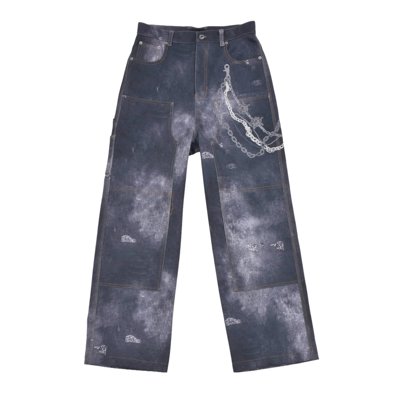 【WE11DONE】BLACK MENS TROMPE L'OEIL DENIM CARPENTER - 1