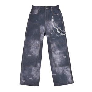 【WE11DONE】BLACK MENS TROMPE L'OEIL DENIM CARPENTER