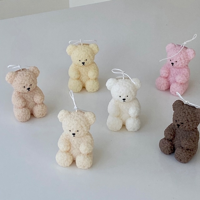 fluffy bear candle A 6colors / フラフィー ベア キャンドル オブジェ もこもこ くまさん 韓国インテリア雑貨