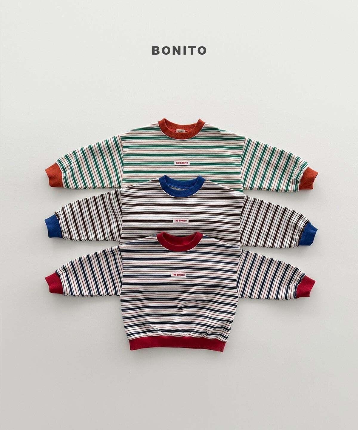 【予約】bonito Feeling stripe sweatshirt Jr. size