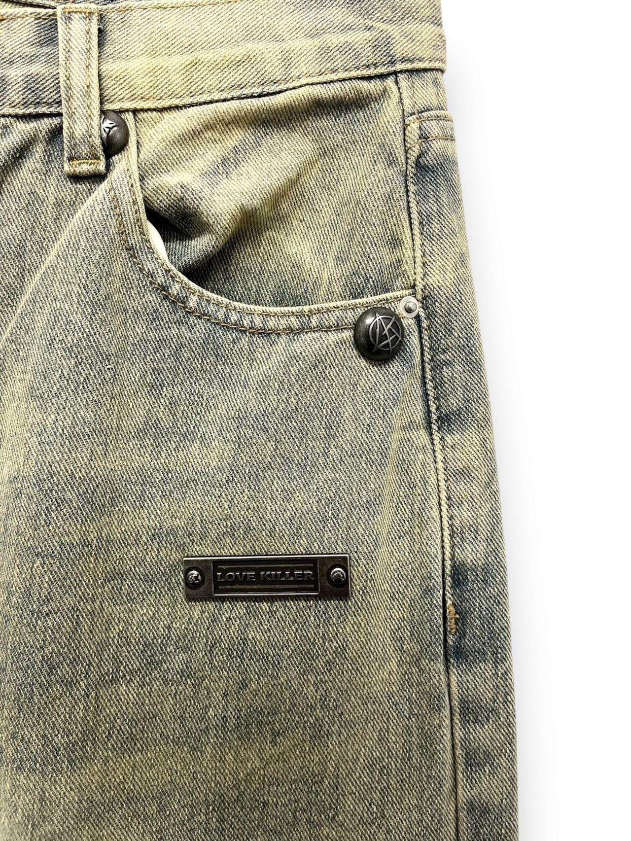 【LOVE KILLER】studs plate damage denim pants