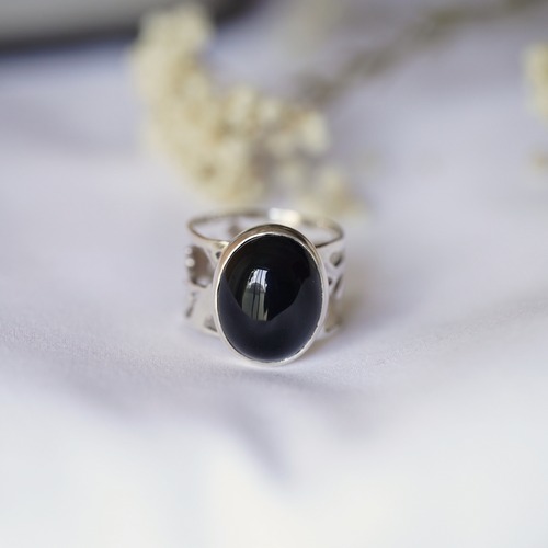 [送料当方負担] SV925 Black Onyx Arabesque Ring(RAR05SV_BO#15)