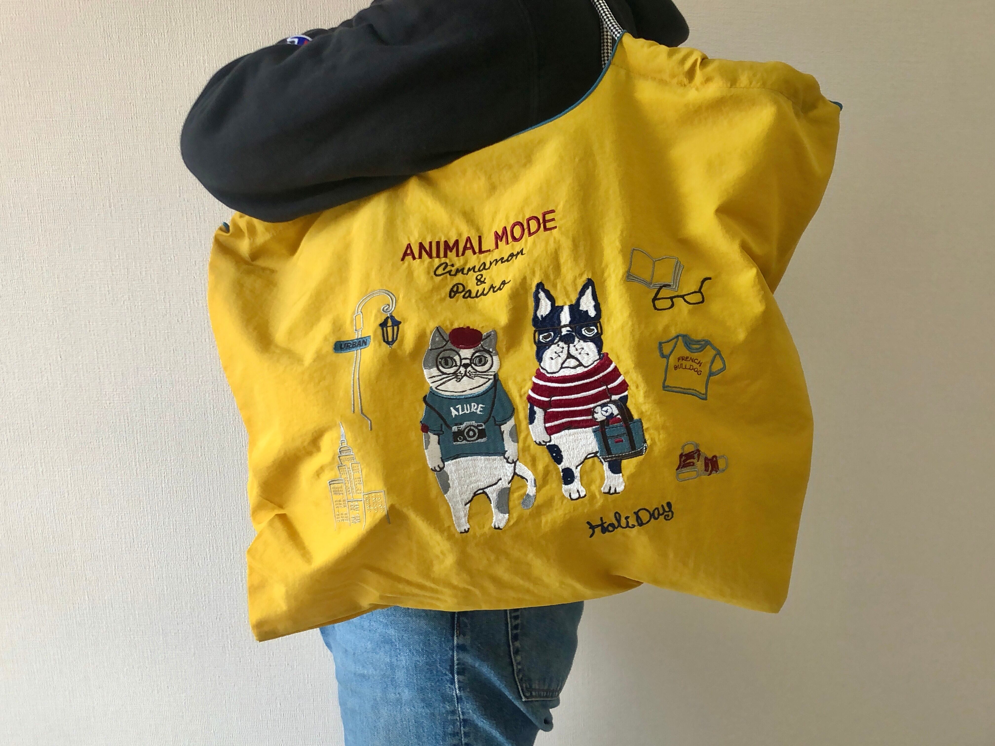 撥水加工刺繍ワッシャーバッグLサイズ | catslife