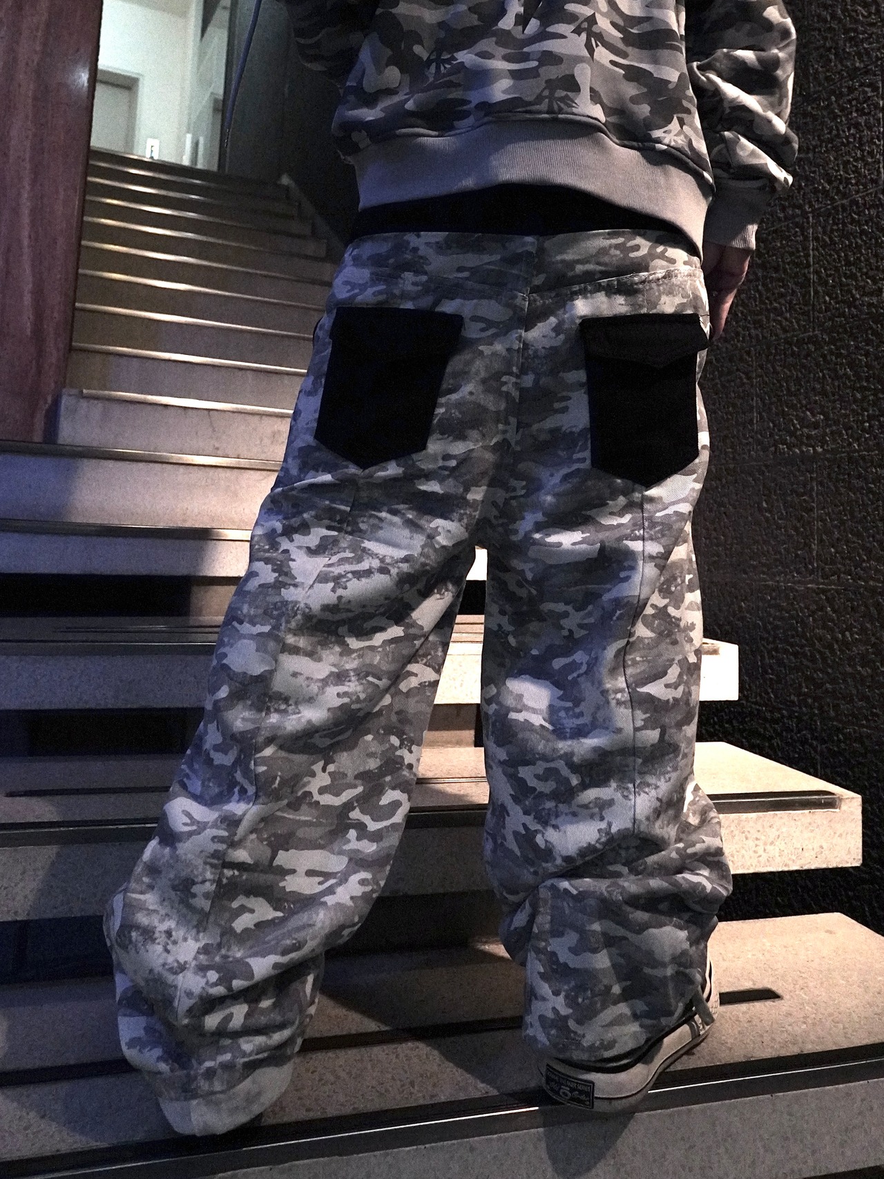 【PLANET STUDIO】Camo Lace Up Pocket Wide Pants