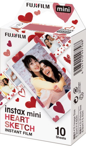 可愛いチェキフィルム[1パック]ハートスケッチ instax mini カラー インスタントフィルム [10枚入り1パック]