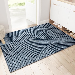 【新着特価】玄関マット 屋外 北欧 風水 泥落としマット おしゃれ ドアマット 洗える 滑り止め 玄関外マット 長さ調整可能 水洗い お手入れ簡単 43×75cm ブルー