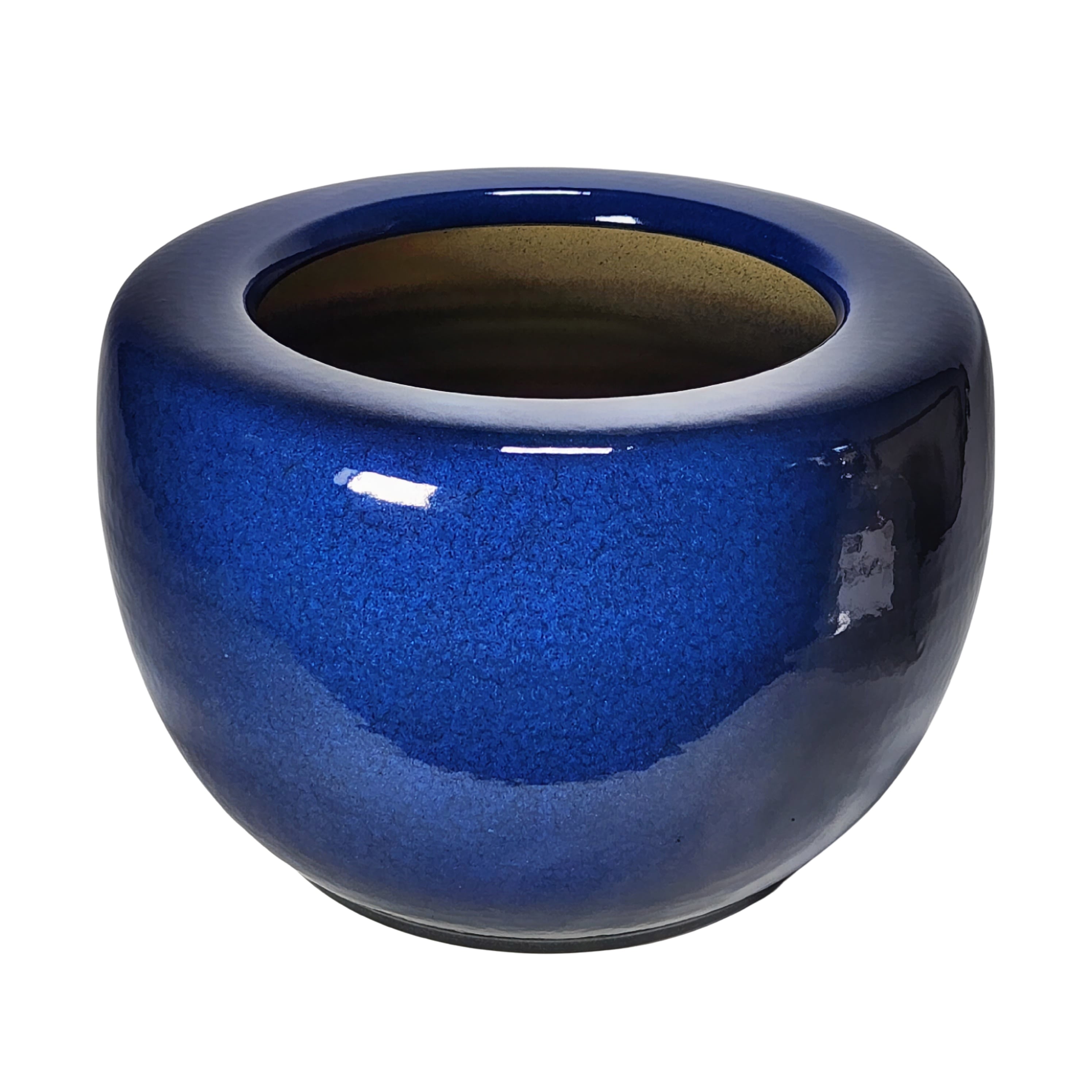 火鉢　水鉢　直径60cm 青色と茶色の陶器製火鉢 生子火鉢 10号 火鉢のみ （信楽焼き・陶器・火鉢・暖房・わら灰・木炭