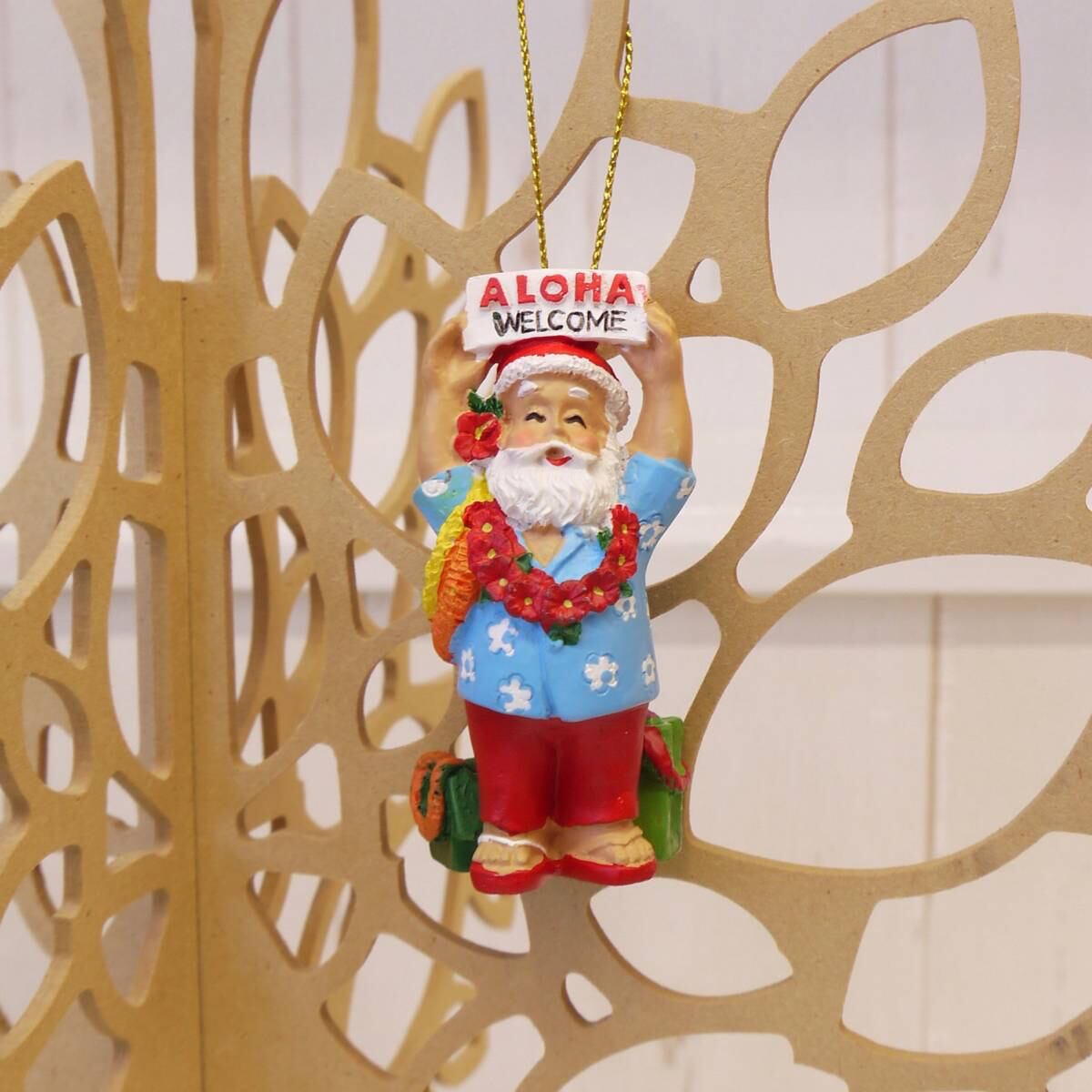 ★ハワイ直輸入★ハワイ クリスマス オーナメント★ツリー飾り★WELCOMEサンタ ハワイサンタ< SANTA GREETING>
