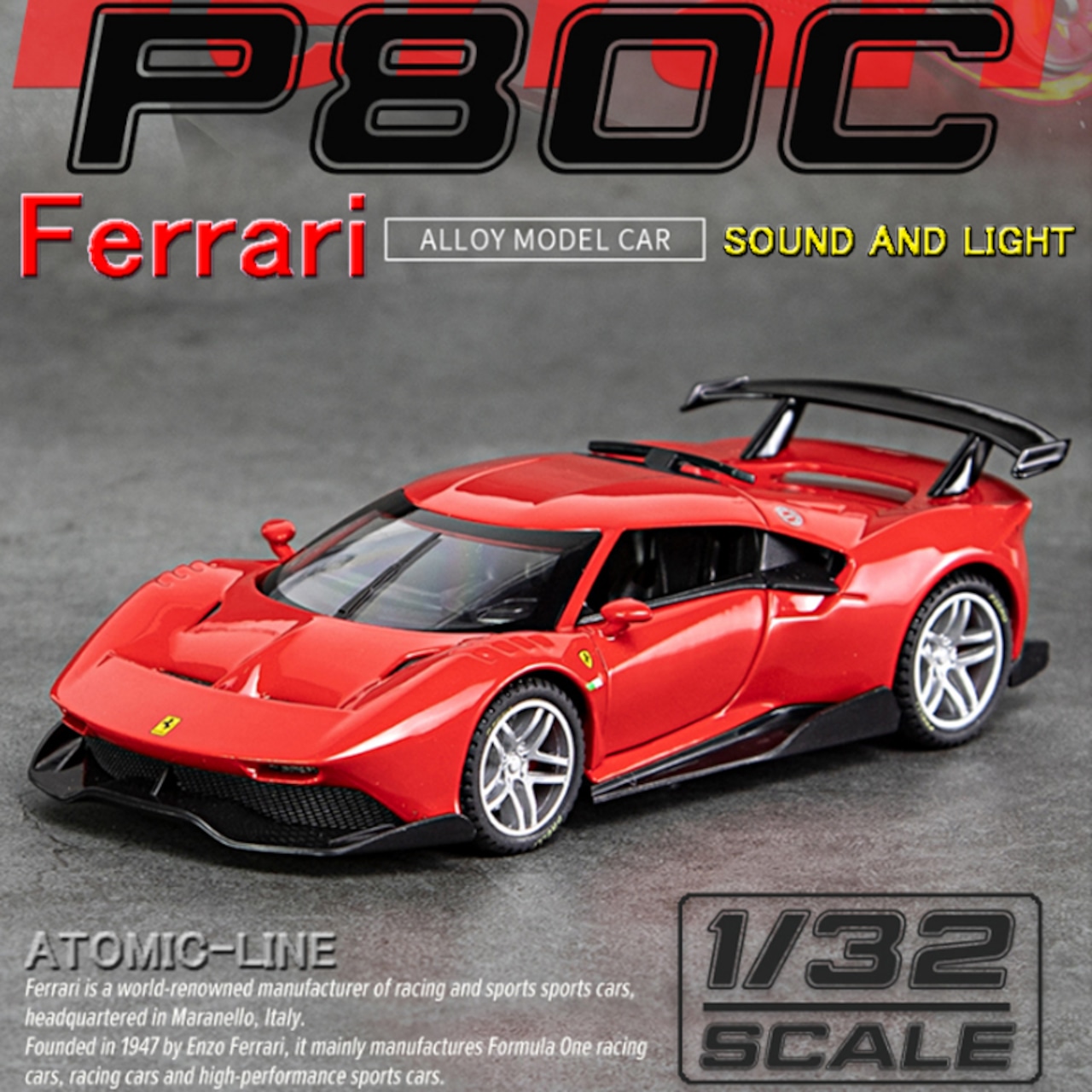 フェラーリ P80/C 1/32 ミニカー 全4色 ライト点灯 エンジンサウンド 合金モデル 模型 ジオラマ