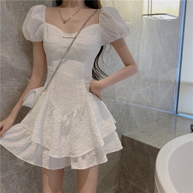 サマーレーススカート スリーブショートドレス 夏物 Xiaofeijia53968804479