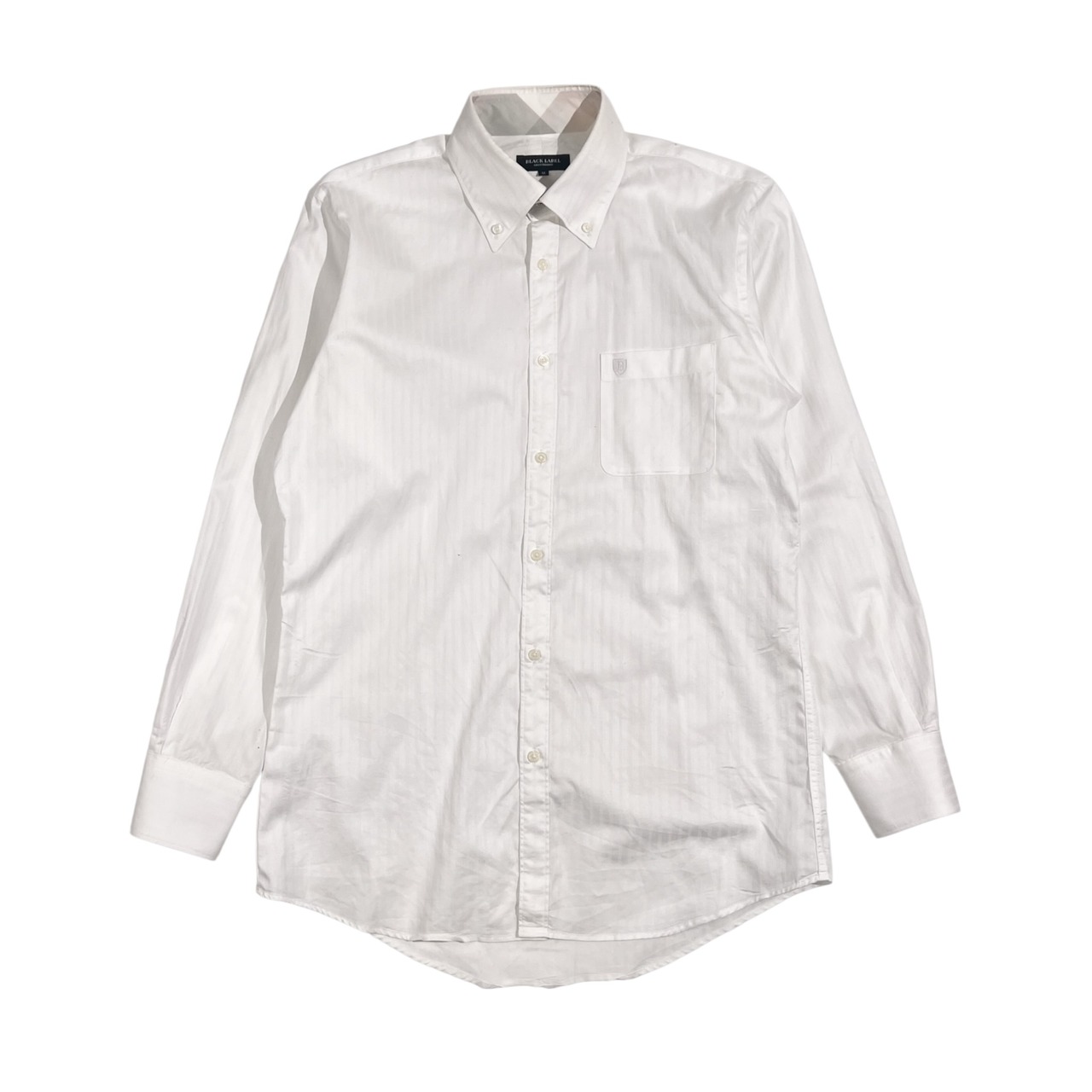 BLACK LABEL CRESTBRIDGE ブラックレーベル シャドーストライプ BD ボタンダウン 長袖シャツ サイズ M /ホワイト系 メンズ