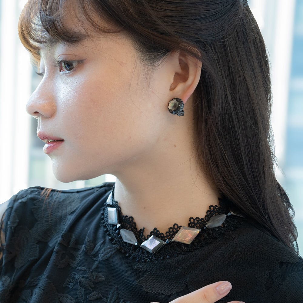 天然石ガーデンクォーツ天然黒蝶貝真珠ネックレス&ガーデンクオーツリングセット 天然石ガーデンクォーツ天然黒蝶貝真珠ネックレス&ガーデンクオーツ