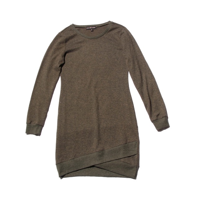 MossGreenRibDesignPolyKnitOnePiece