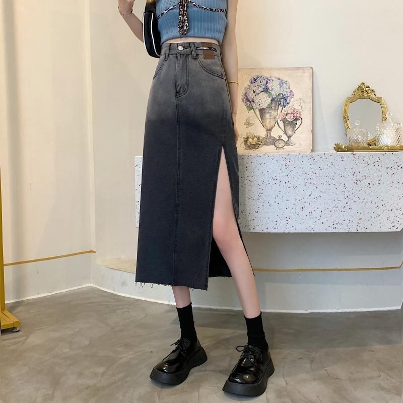 Aラインスカート サマー薄手スリットハイウェストウェスト 夏物 1号婦人50272386486