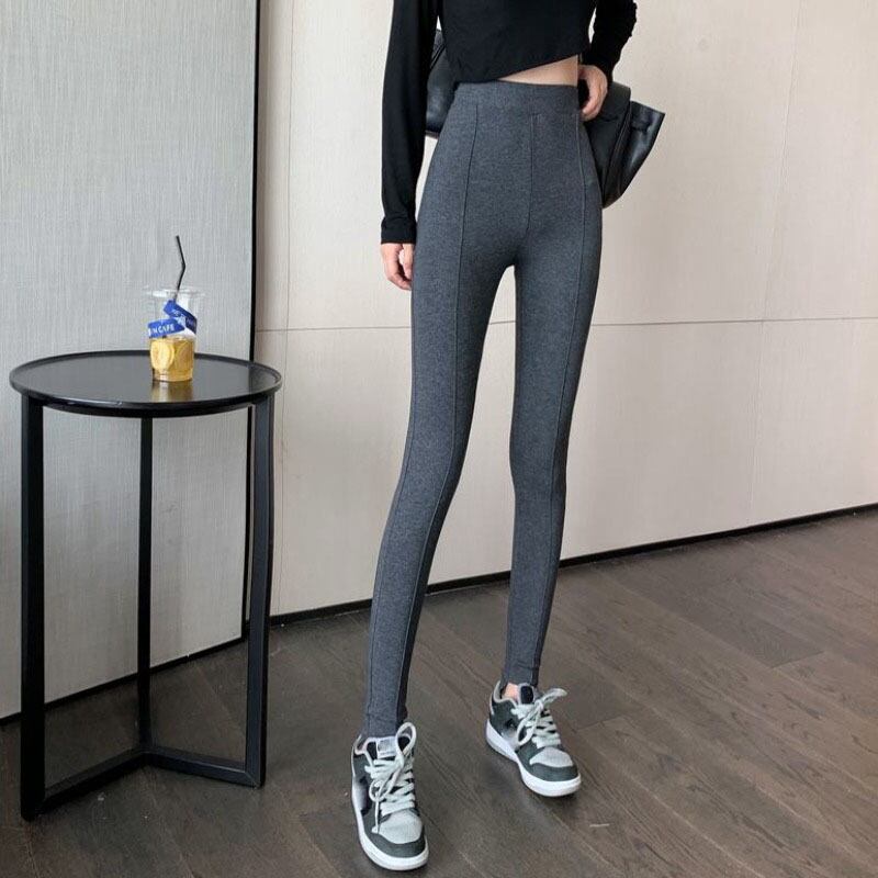 レギンス オータムウィンタースタイルブラックスリムパンツ ベルベットハイウェストウェスト 秋物 冬物 YY-ファッション32542448313