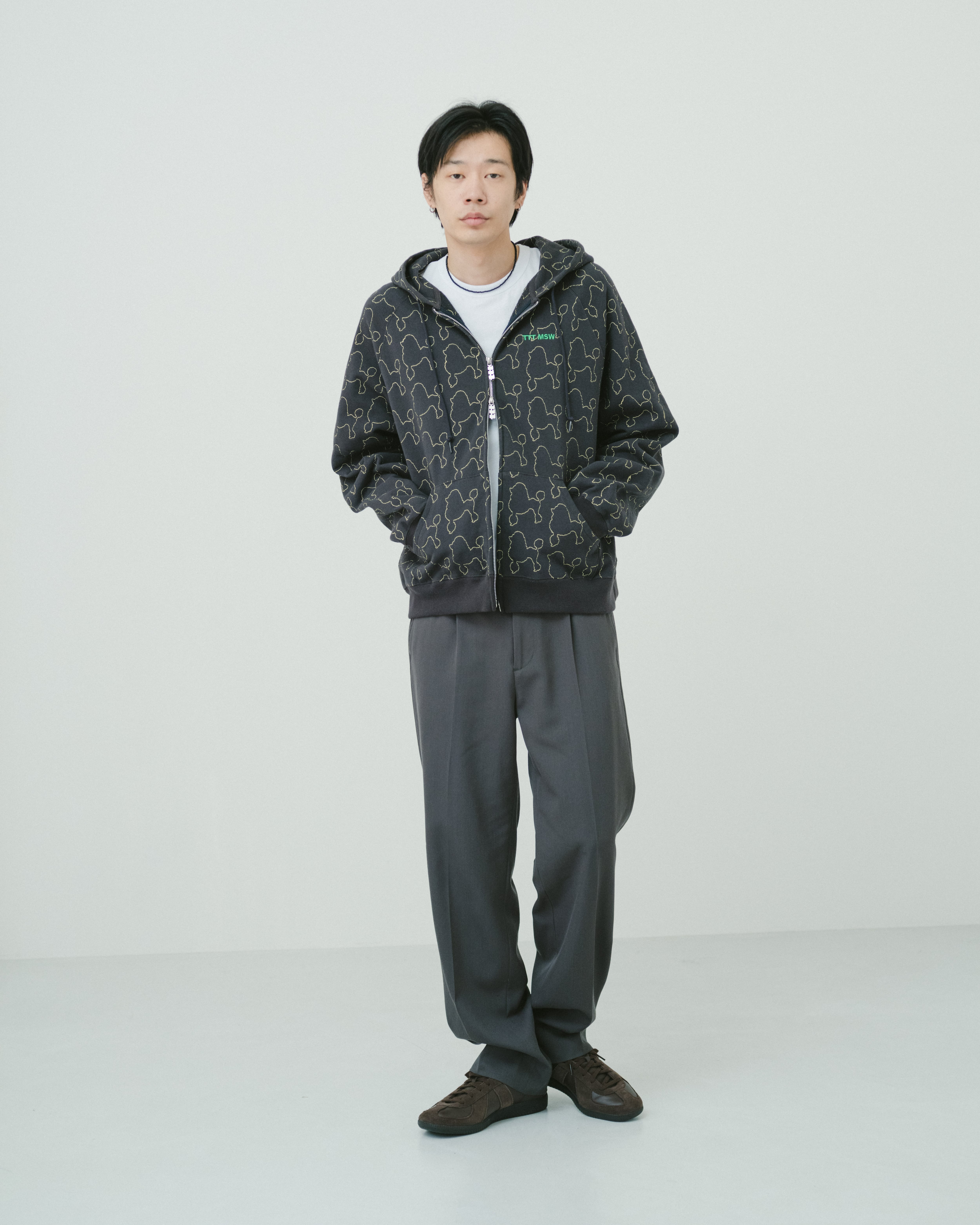 m*m様 ttt_msw Dot zip up hoodie（GREY） M 水 TTT MSW(ティーモダンストリートウエア) 25AWDot Logo Zip Hoodie