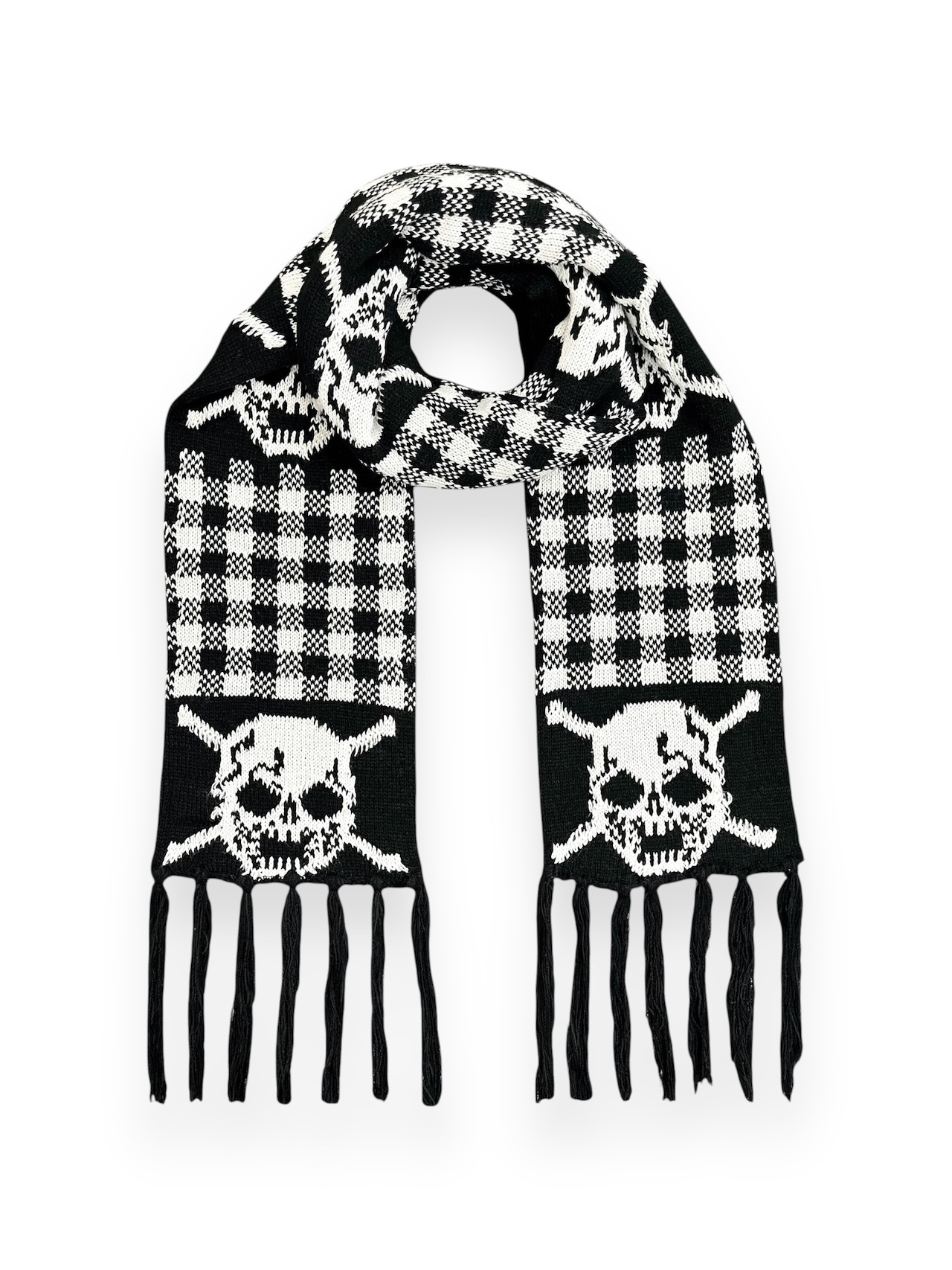 【PLANET STUDIO】check skeleton knit scarf