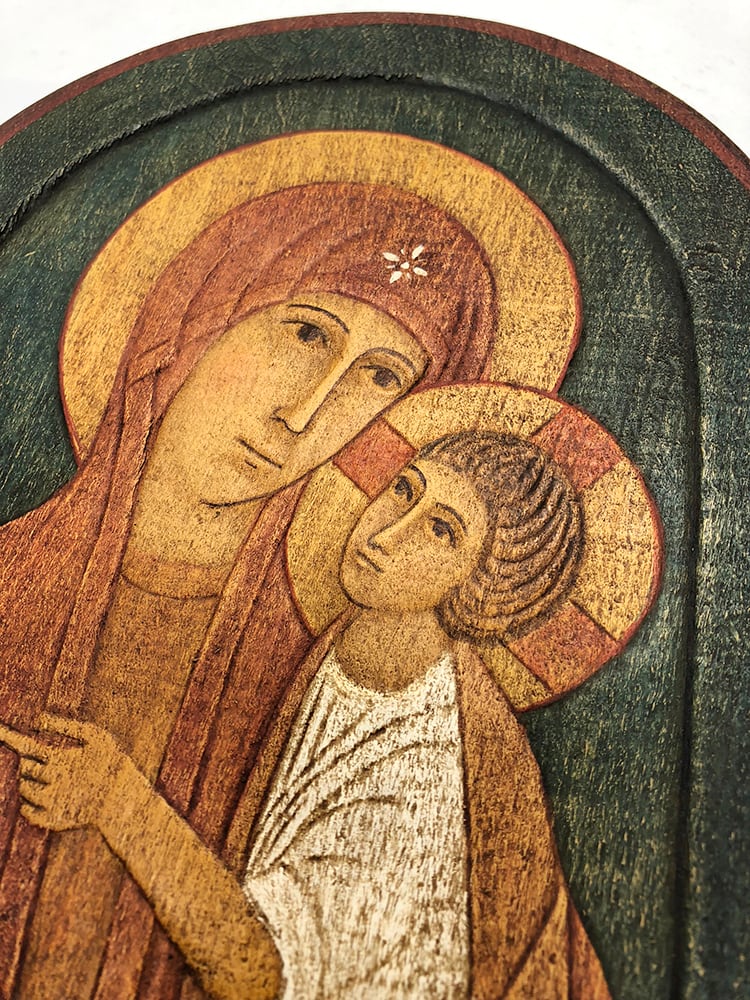 木彫レリーフ やさしさの聖母（イコン画）／ベトレヘム修道会ノート